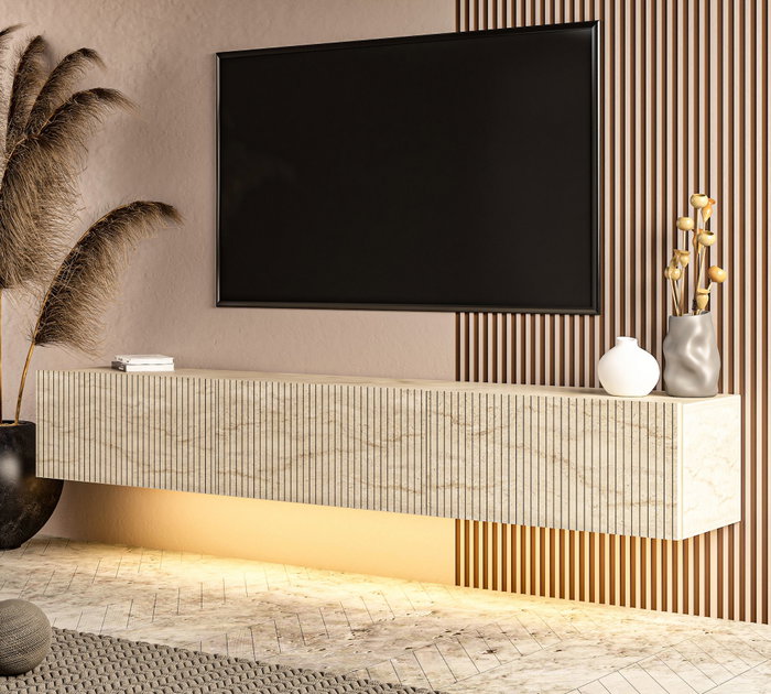 Hanah Home Soporte para TV Ada - Travertino con Iluminación LED Hanah Home Soporte para TV Ada - Travertino con Iluminación LED